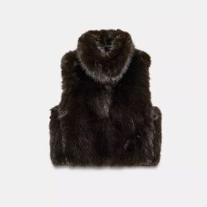 Zara Dark Brown Faux Fur Vest